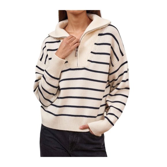 La Ligne Bastien Stripe Creme Sweater L - Picture 1 of 7